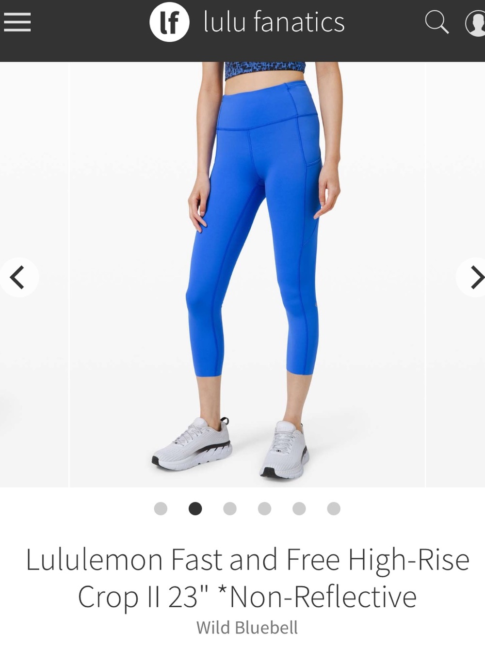 Lululemon Fast and Free High-Rise Crop II 23" *Non-Reflective Size 6